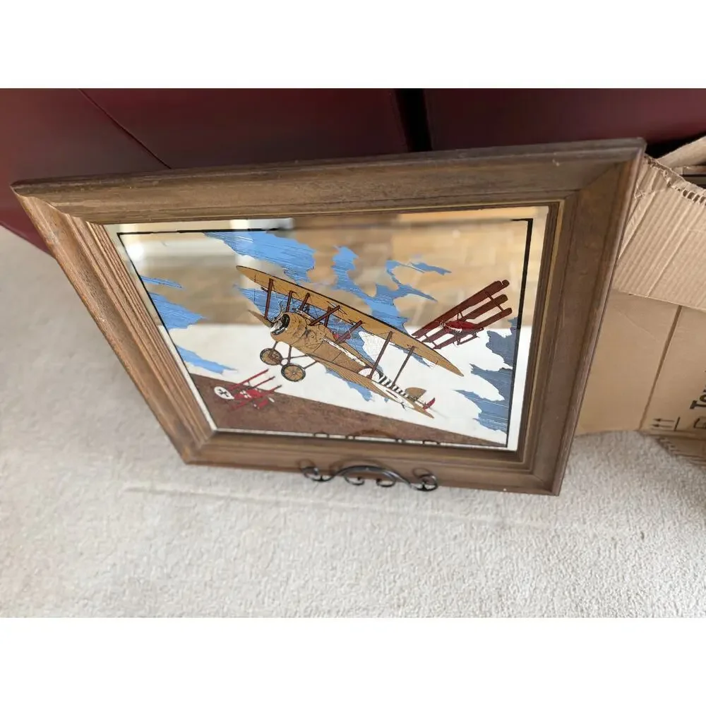 WWI Sopwith Camel Mirror Wall Art 25x21 Framed Aviation Print Biplane Decor